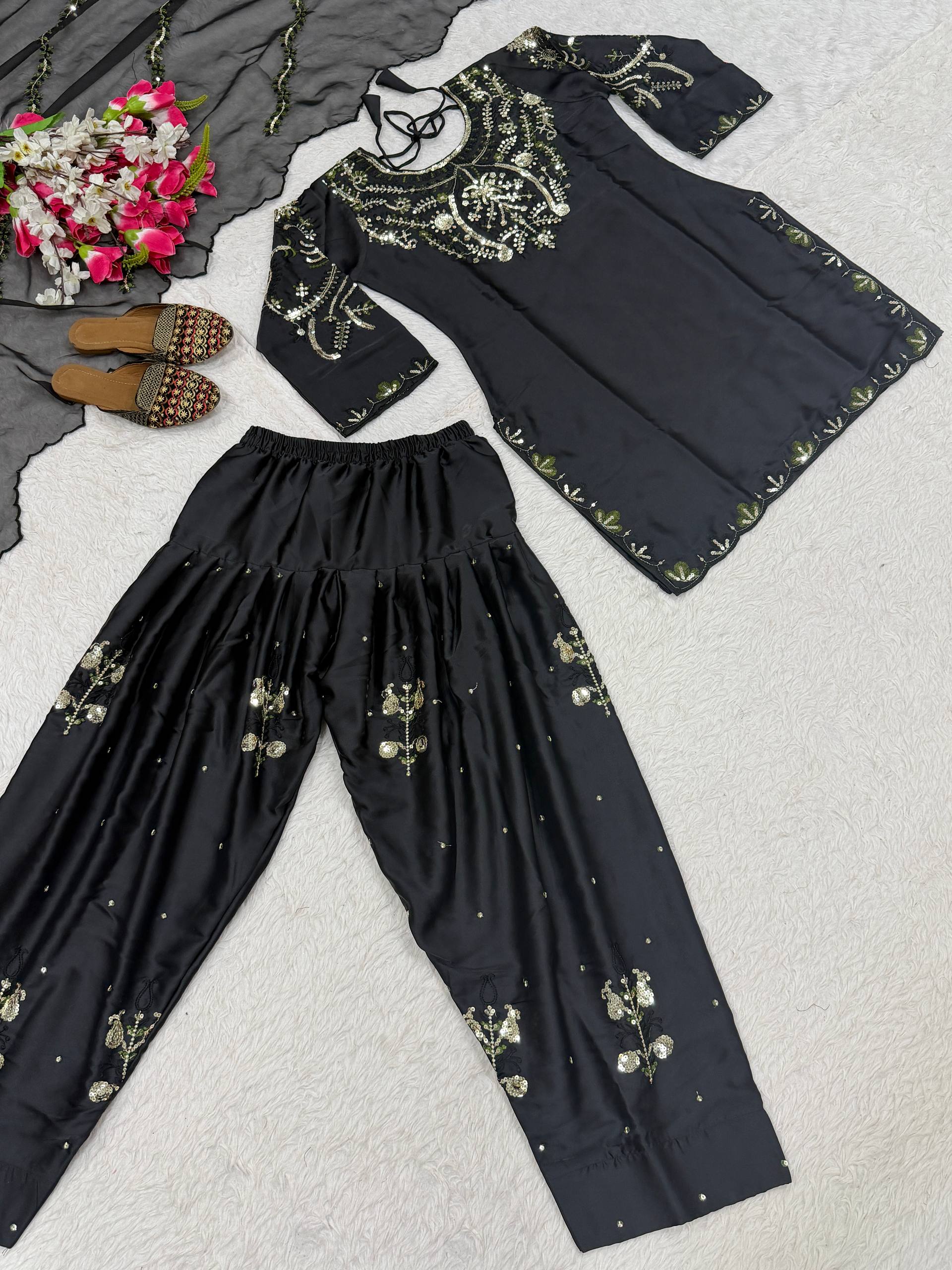Midnight Oxblood Jewel-Neck Ensemble